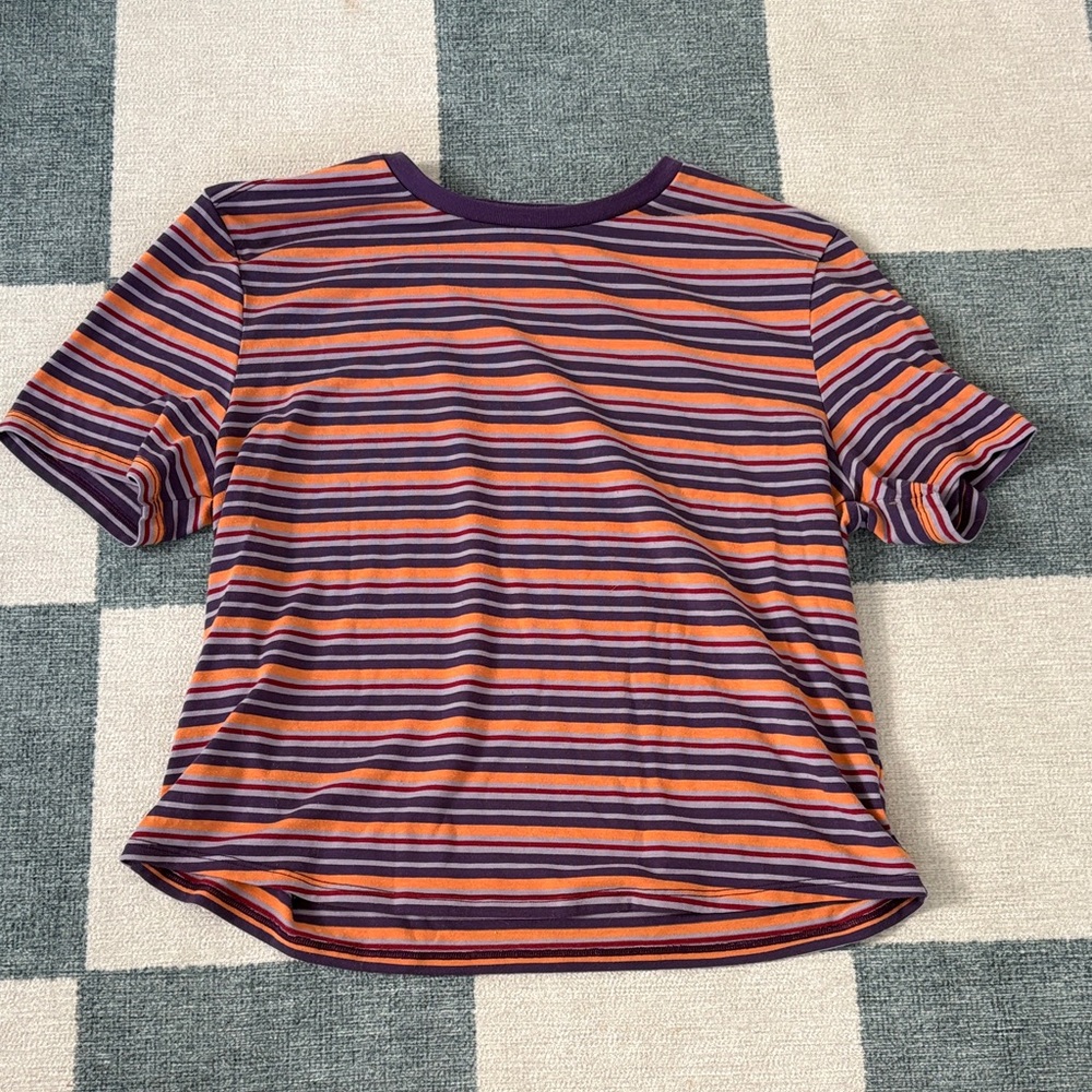 Outdoor Voices Purple and Orange Striped Tee